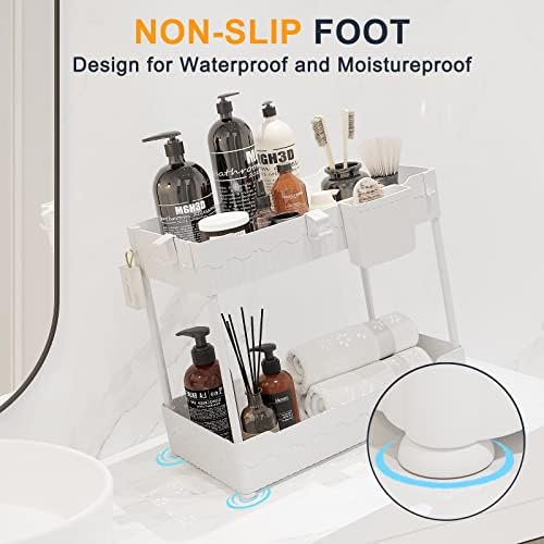 Sevenblue 2-Pack Under Sink Organizer with Hooks & Hanging Cup for Kitchen