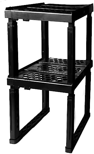 Piffny Locker Organizer Shelf， Adjustable Width and Height, Ideal Locker for School, Office, and Gym Lockers (Black 2 Pack), PLKSLF01