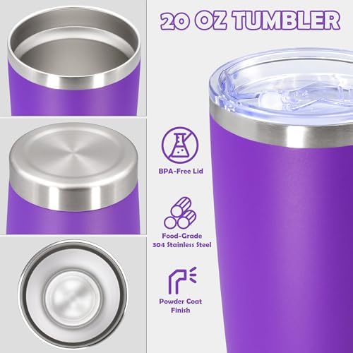 20oz Tumbler Stainless Steel Tumbler Coffee Tumbler with Lid Purple, 4P