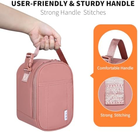NOL Small Insulated Snack Bag Mini Freezable Cooler Pouch 3L fit 3 Cans | Wide-Mouth 6hours Cool & Warm Lightweight Leakproof Nylon Box for Work Travel, Dark pink