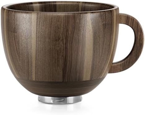SpaceAid Wooden Bowl with Handle, Kitchen Space Aid Acacia Wood Mixing Bowls Holder for Stand Mixer, Compatible with 4.5 & 5 QT Tilt-Head Models Kitchen, Light Wood