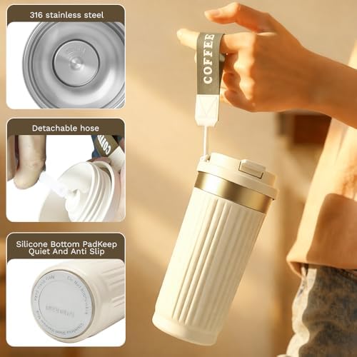 Vacuum Insulated Stainless Steel Travel Coffee Mug,Leak Proof Cup with Lid