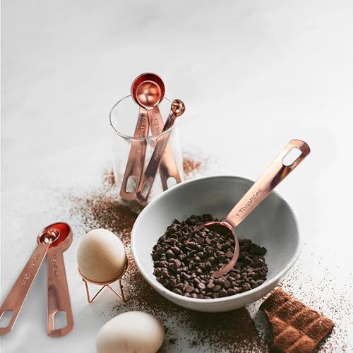 Measuring Spoon Set of 6, Heavy Duty Stainless Steel, Rose Gold