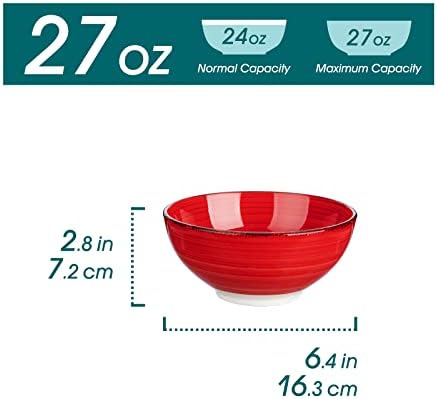 vancasso Bonita Cereal Bowls Set of 6-27 Oz Ceramic Soup Bowls, Microwave & Dishwasher Safe, 6 Inch Colorful Serving Bowls for Kitchen