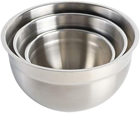 Babish 3-Piece Stainless Steel Mixing Bowl Set – Nesting Metal Bowls for Baking, Cooking, and Meal Prep – Durable & Dishwasher Safe