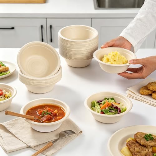 Dynta 380 Pack 12 oz Compostable Paper Bowls, Small Disposable Bowls