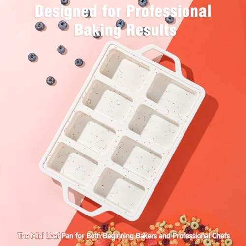 Single 8-Cavity Mini Silicone Loaf Mold, BPA-Free Reinforced Rim For Treats