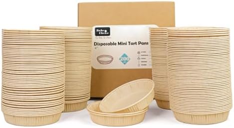 Bake Choice 200pcs Paper Mini Tart Pans, 4 Inch Mini Pie Tins, Disposable