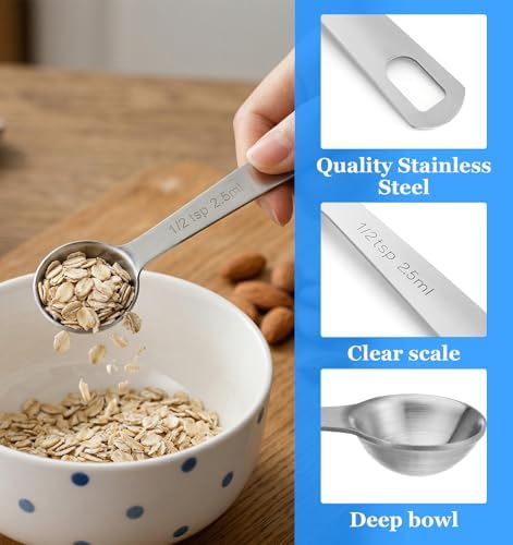 5PCS 1/2 Teaspoon Measuring Spoon, 4.5 Inch 1/2 Teaspoon Scoop (2.5m)