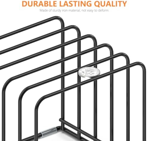 KORRTFID Kitchen Cabinet Organizer, Steel Cookware Holder, Divided Holder with 5 Slots for Skillets Baking Tray and Chopping Board Rack - Baking Pan Holder Storage (2 PCS)