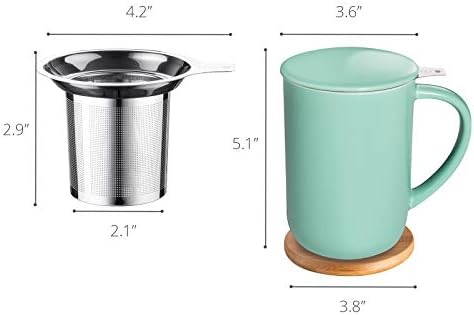 CEEFU 16oz Porcelain Tea Mug with Infuser, Lid and Coaster