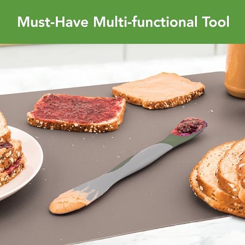 Tovolo Scoop and Spread Large Dual End Silicone Sandwich Spreader Tool with Nylon Handle, BPA Free Dishwasher Safe Silicone and Nylon Tool for Spreading and Scooping, Thyme Green and Charcoal Gray