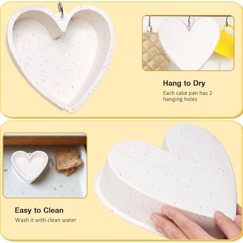 Alimat PluS 8 Inch Heart Shaped Cake Pans Set of 2 with Hanging Hole(White)