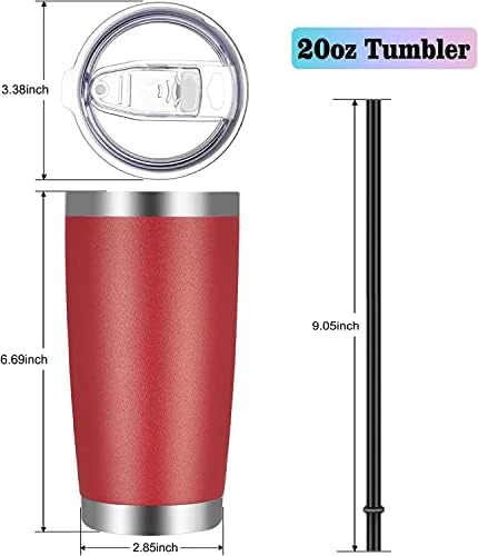 VEGOND 20oz Tumbler with Lid and Straw Stainless Steel Tumbler Cup Bulk Vacuum Insulated Double Wall Travel Coffee Mug Powder Coated Coffee Cup, Red, 12 Pack
