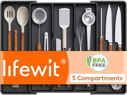 Lifewit Utensil Organizer for Kitchen Drawers, Expandable Utensil Tray