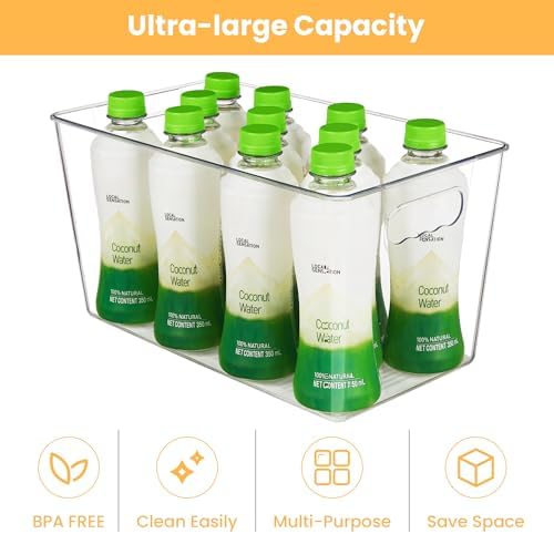 YIHONG 8 Pack Clear Storage Bins, Pantry Organizer Bins with Handle, XL