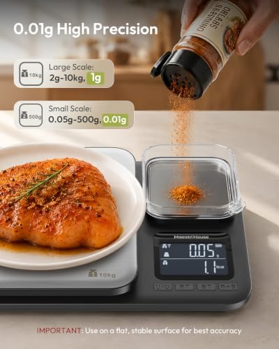 Maestri House Dual Platform Kitchen Scale, 10kg/500g, 1g/0.01g Precision