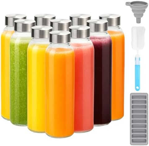 Zukro 18 oz Glass Water Bottles with Stainless Steel Lids, 100% Leak Proof
