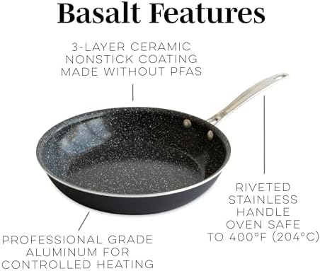 Nordic Ware Basalt Aluminum Saute Skillet, 8-Inch, Ceramic Coating