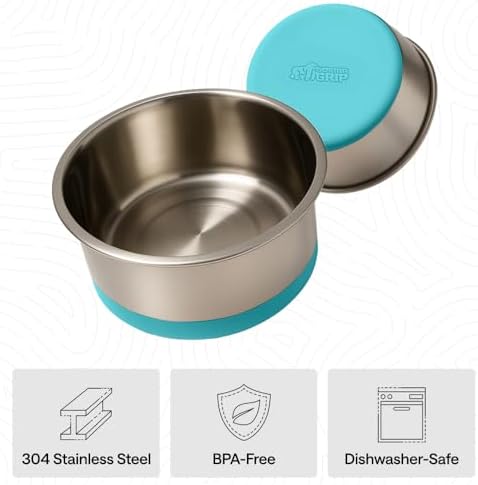 GORILLA GRIP Dog Bowl, Food Grade Stainless Steel Water Bowls, 4 Cup Green