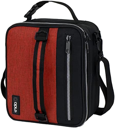 opux Insulated Lunch Bag for Men Women Kids, Soft Lunch Box, Red