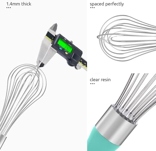 U-Taste Wire Whisk for Cooking, 18/10 Stainless Steel Wisk, M/Aqua Sky