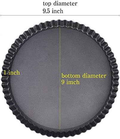 RICHSC-PAN Tart Pan, 9 Inch Tart Pans, Non-Stick Removable Loose Bottom Carbon Steel 9In Tart Pan, The 9.5 Inches at the Top and 9 Inches at the Bottom, With a Depth of 1.1 Inches. (Pack of 2)