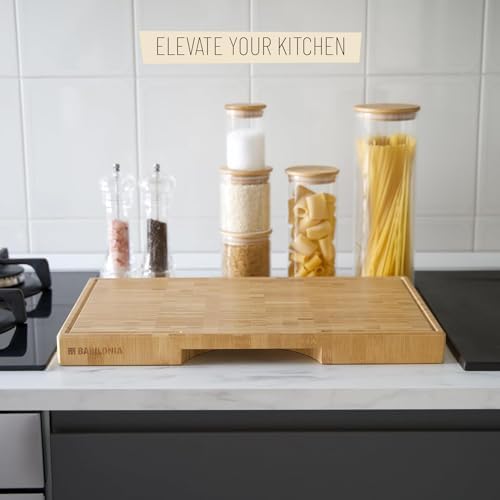 XXL Bamboo Cutting Board, End Grain Butcher Block for Kitchen, Extra Thick
