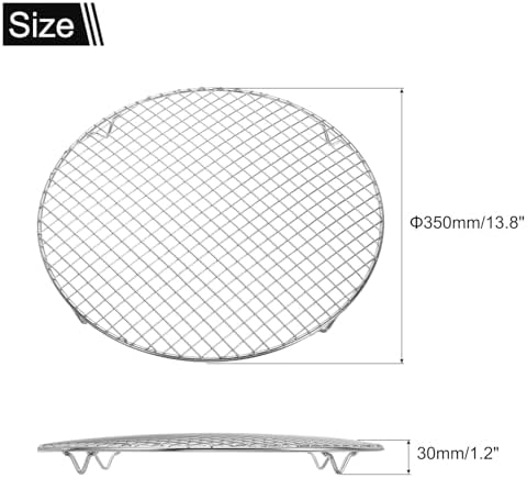 uxcell Round Cooking Rack 13.8 Inch Dia Stainless Steel Wire Cooling Steamer Rack for Baking Canning Cooking Roasting Cooling Grilling Drying, Silver