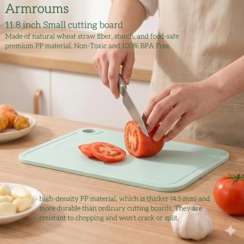 11.8 X 8.5 inch Plastic Mini Cutting Board High-Density Non-Slip Chopping Board for Kitchen BPA-Free Small Cutting Boards Dishwasher Safe