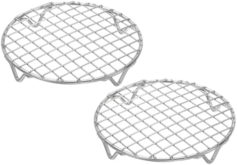 uxcell 2 Pcs Round Cooking Rack 5.9 Inch Dia Stainless Steel Wire Cooling Steamer Rack for Baking Canning Cooking Roasting Cooling Grilling Drying, Silver