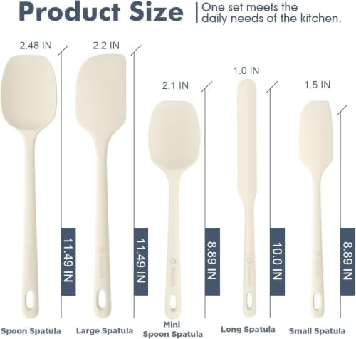 ChefAide 5 Pieces Silicone Spatulas Set, Heat Resistant Rubber Spatula