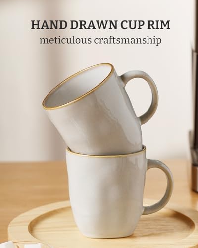 famiware Coffee Mugs Set of 6, Ocean Square 13oz Coffee Cup Set with Handle