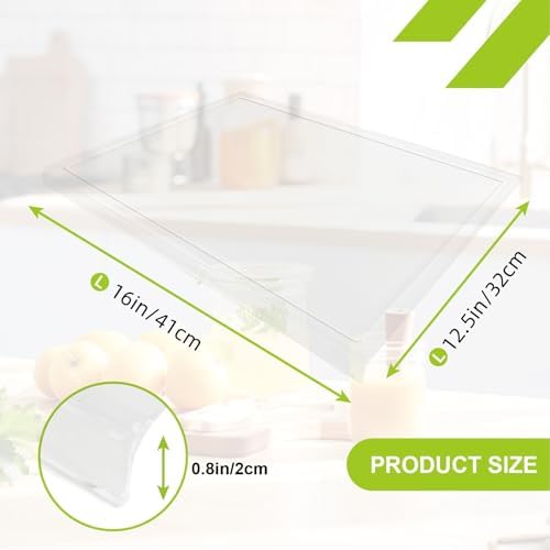 Acrylic Cutting Board with Juice Groove, Clear Cutting Board with Counter Lip, Cutting Boards for Countertop Protector, Non-Slip Dough Mat, Kitchen Decor Gadgets House Warming Gifts(16"x12.5")