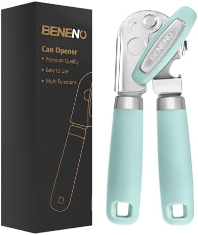 Beneno Heavy Duty Hand Can Opener Manual with Magnet Lid Remover, Mint
