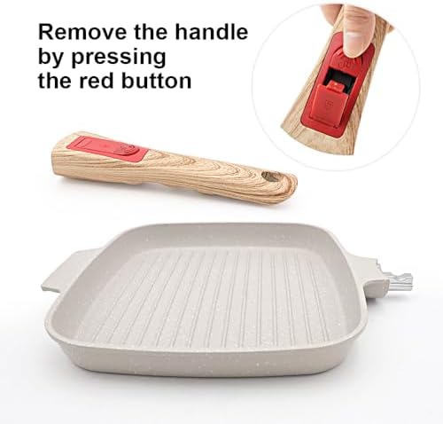 RANX INGST Griddle Pan with Lid, 10 Inch Non Stick Grill Pan, White