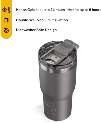 RTIC 20oz Essential Tumbler with Lid, Ceramic Lined, Graphite