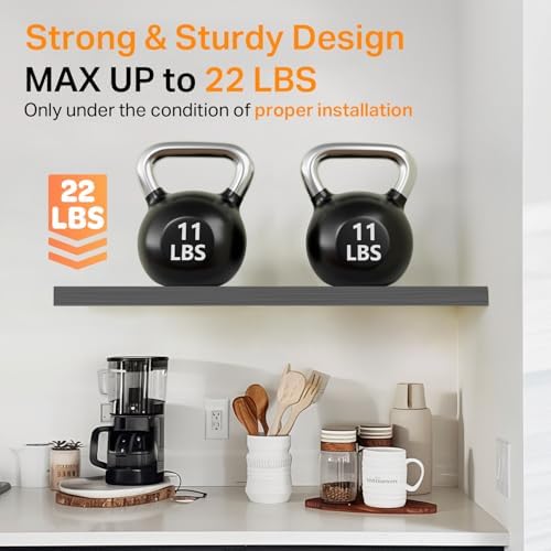 BAYKA Grey Floating Shelves 22.5in, Set of 2, Wall Mounted for Wall Deocr