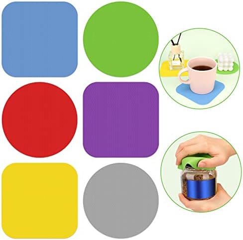 Leezmark 6 Pcs Jar Opener, Rubber Jar Grippers Multi-function Silicone Jar Gripper Pads Bottle Lid Opener Jar Openers for Seniors with Arthritis Weak Hands (6 Colors)
