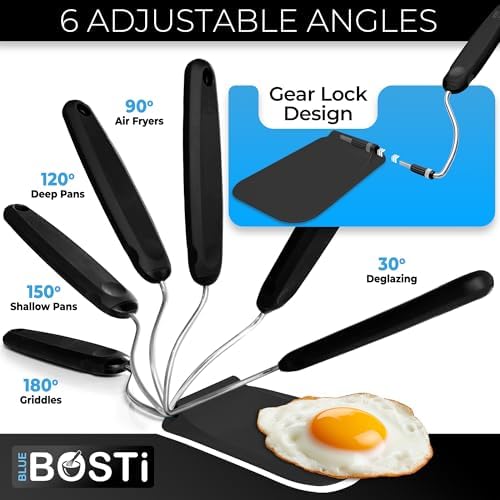 Adjustable Angle Spatula PPSU Material – Flexible Cooking Egg Flipper & Fish Spatula for Pancakes & Indoor Griddles – Swappable Heat-Resistant Thin Heads Spatula - Non-Stick Cookware Safe