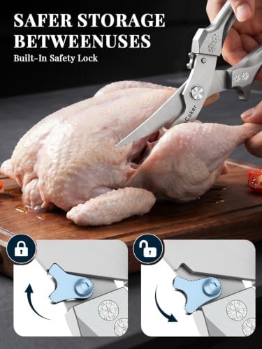 Heavy Duty Poultry Shears, Better Control for Chicken & Turkey Prep