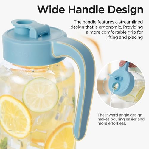 Mason Jar Pitcher, 2 pcs 64 oz (2 quart), Glass Pitcher with Lid