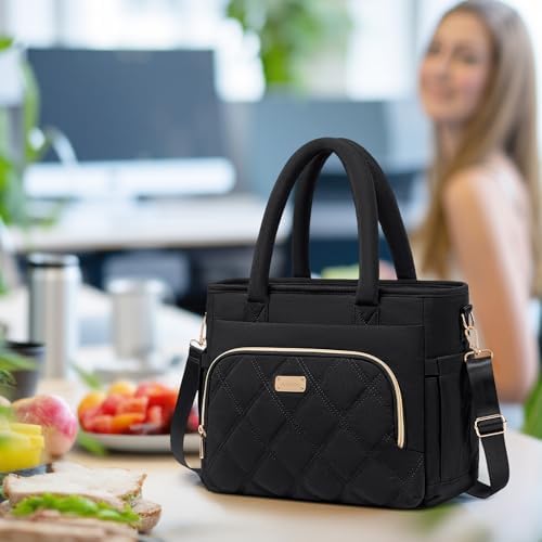 Artelaris Lunch Bag Women, Adult Insulated Lunch Box, Leakproof Lunch Cooler Bag, Reusable Large Lunch Cooler for Work, Picnic, Travel (Black)