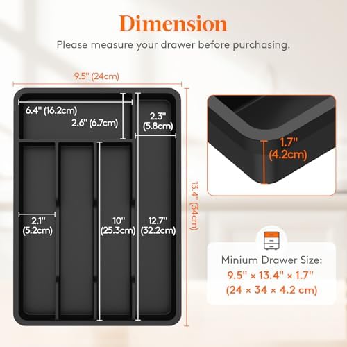 Lifewit Silverware Drawer Organizer Tray, Cutlery Storage for Kitchen