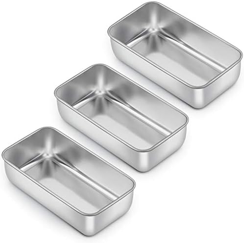 E-far Loaf Pan for Baking Bread, 9 x 5 Inch Stainless Steel Bread Pan, 3PCS