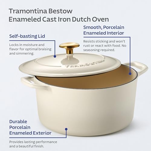 Tramontina Bestow Enameled Cast Iron 5.5-Qt Round Dutch Oven Pot with Lid