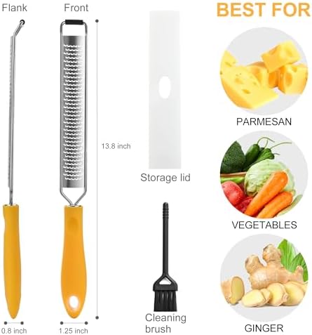 Lemon Zester & Heavy Duty Cheese Grater & Vegetable Grater — Parmesan Cheese Lemon, Garlic, Nutmeg, Chocolate, Fruits, Vegetables, Ginger - Cheese Shredder & Stainless Steel Grater