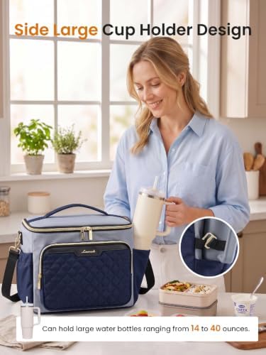 LOVEVOOK Lunch Box for Women, Wide Opening Cute Insulated Lunch Box Bag