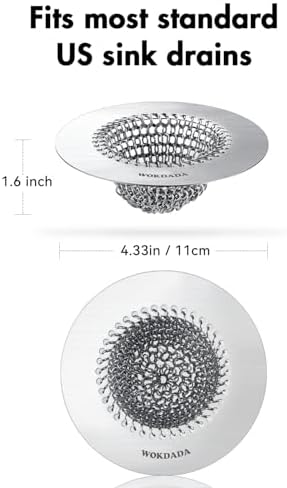 WOKDADA Reversible Kitchen Sink Drain Strainer, Anti-Clog Flat Edge Design