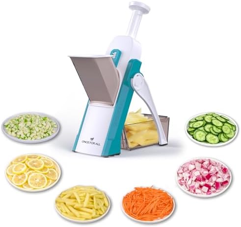 ONCE FOR ALL Safe Mandoline Slicer Kitchen, All in 1 Vegetable Slicer, Blue